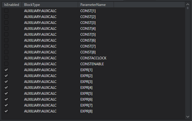 9.  Control Module Parameter: list