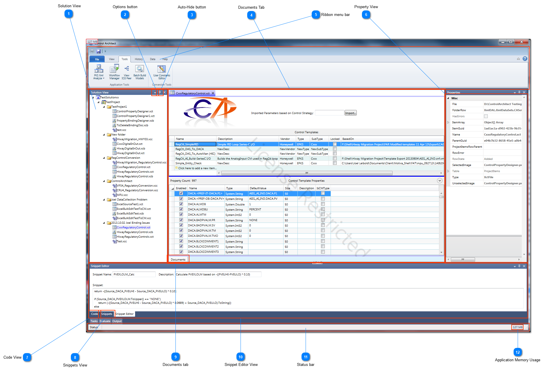 Control Architect window