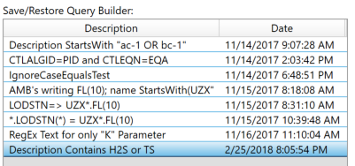 9. Save/Restore Query Builder list